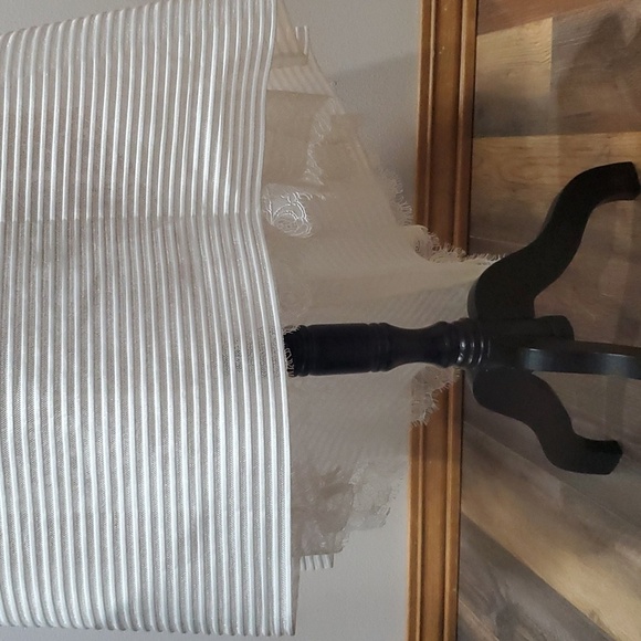 NWT Marchesa Notte off white striped mesh over lace high low hem dress - Picture 5 of 10